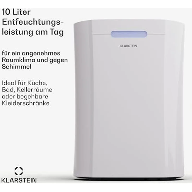 Klarstein AeroDry 10 Luftentfeuchter, elektrisch 165W 10l/d 2,5 L Wasser Tank, Leiser Bautrockner für Räume bis 15m2, Touch-Bedienfeld - Preisvergleich – Bild 3