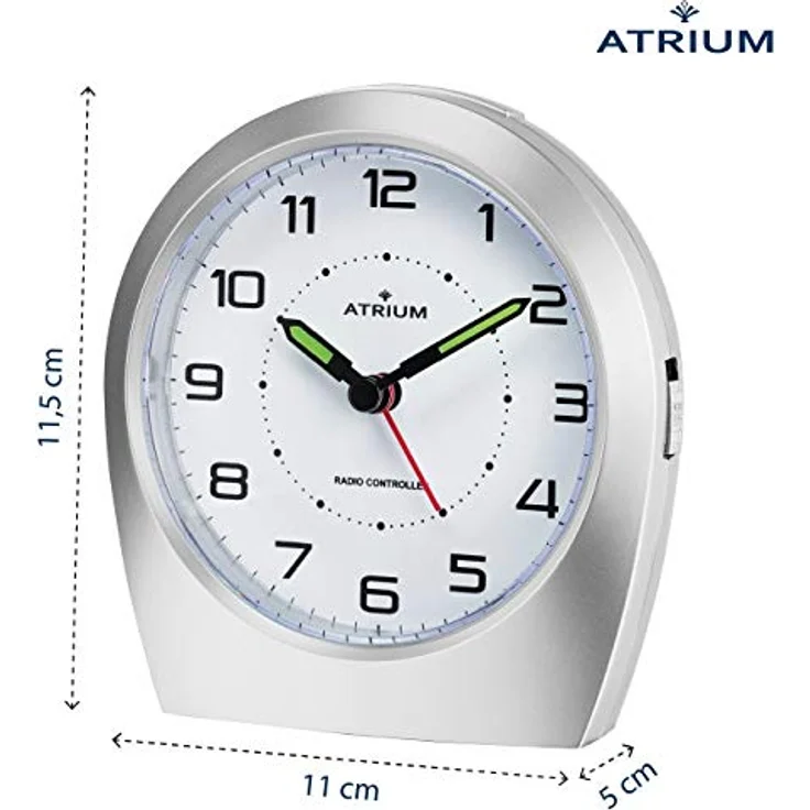 Atrium A620-19, Funkwecker Analog Quarz ohne Ticken, matt Silber, mit lautlosem Betrieb und Snooze-Funktion – Bild 2