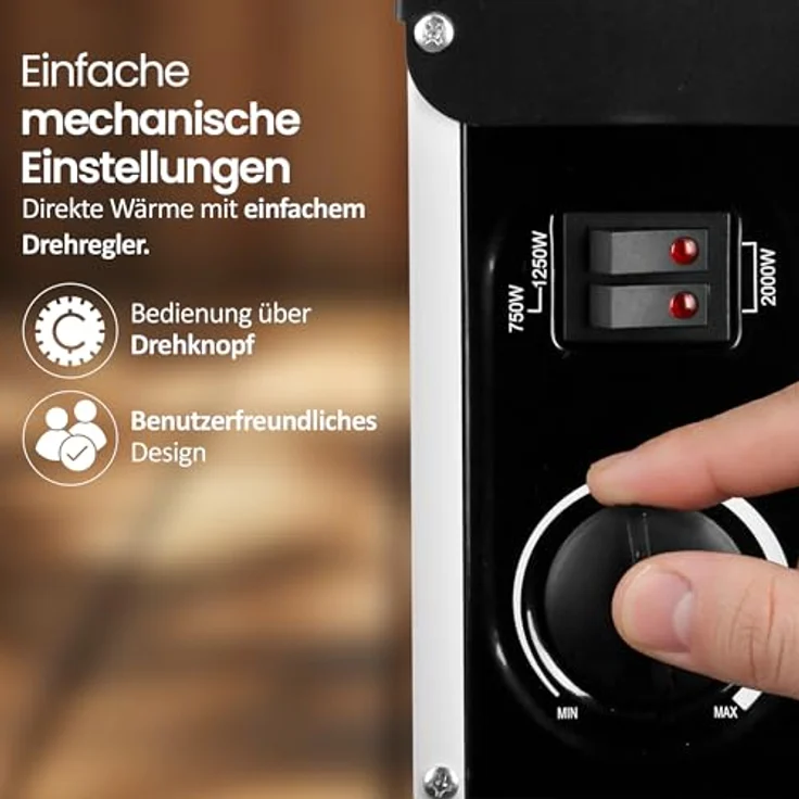 Emerio Konvektor CH-106492, 2000W Heizgerät mit 3 Heizstufen für Räume bis 25 qm, weiß – Bild 7