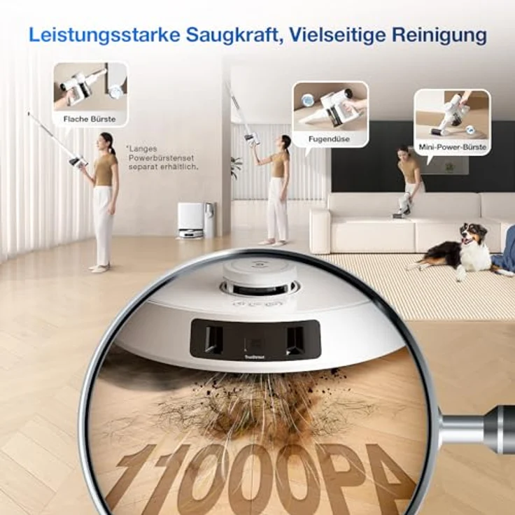 ECOVACS DEEBOT T30S Combo Saugroboter mit Wischfunktion und Akku-Handstaubsauger, All-in-One Reinigungsstation, 11000Pa, ZeroTangle Technologie, TruEdge™ Kantenreinigung, Heißwasser-Mopp-Waschen – Bild 4