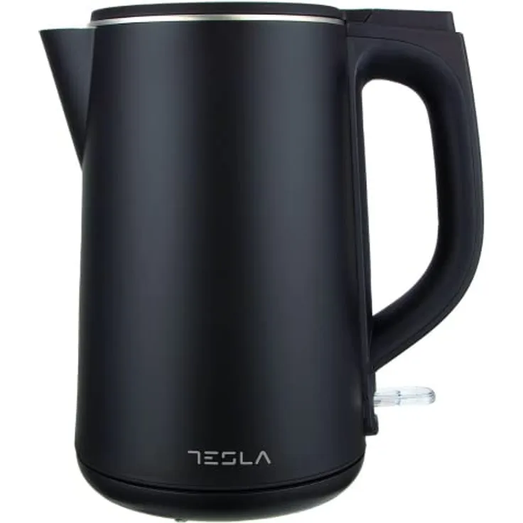 TESLA KT301BX Wasserkocher (1850-2200 W, Edelstahl-Kunststoff, 1,5 l Fassungsvermögen, STRIX-Kontor, Wasserstand innen, Ein-/Aus-Schalter, Schutz) (Schwarz-Edelstahl)