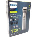 Philips Multigroom Serie 5000 All in One Trimmer 12 in 1 Bartschneider Bart Haarentfernung Tragbar Stark, grau