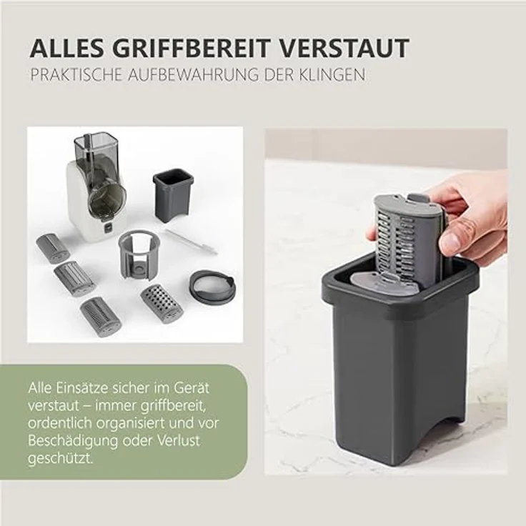 Silva Homeline SKR 800, Universalzerkleinerer mit 80 Watt Motor und 4 Einsätzen, Weiss/Grau – Bild 7