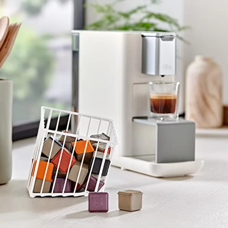 Tchibo Qbo Kapselkörbchen, Kapselkorb zur Aufbewahrung von ca. 40 Qbo Kapseln, rostfreier Edelstahl, weiß – Bild 4