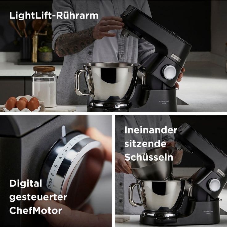 Kenwood KVC85.004BK Titanium Chef Baker Küchenmaschine, 1200W, 3,5L,5L Schüssel, schwarz, Serie: Titanium Chef Baker
 - Preisvergleich – Bild 4