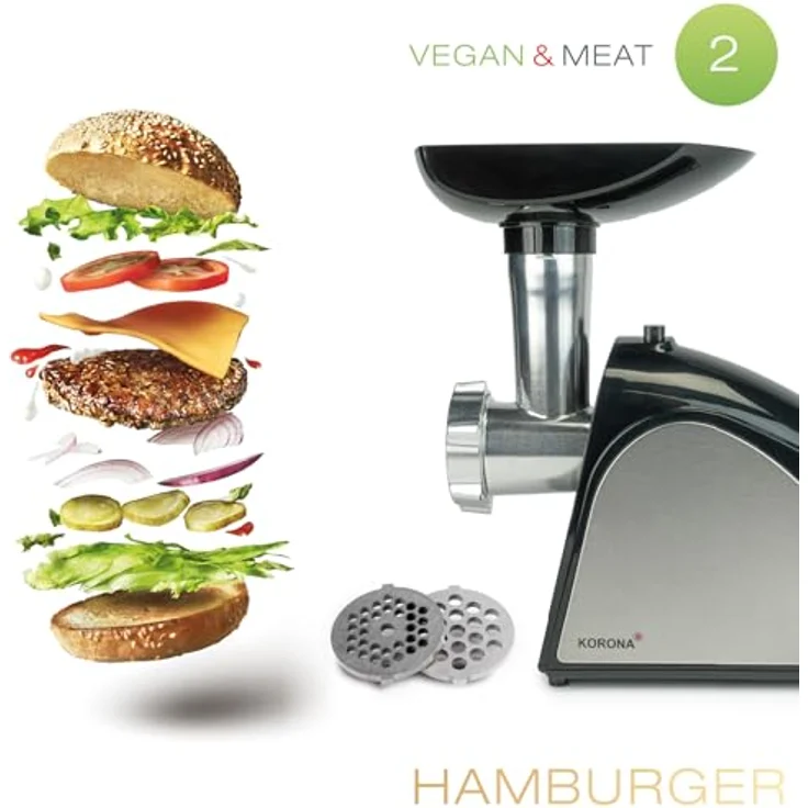 Korona 25200 Edelstahl Fleischwolf für herzhafte und süße Speisen - Inklusive Gebäck-, Kebbe-, und Wurstfülleraufsatz – Bild 5