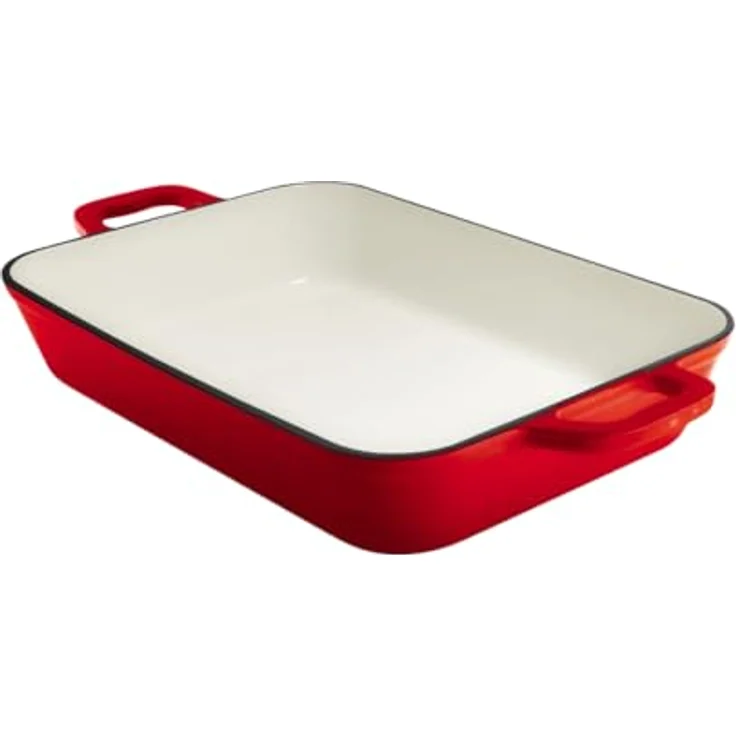 GRAND FEU Emaillierter Gusseisen-Bräter zum Backen, Schmoren und Braten - 3.2L, Rot – Bild 1