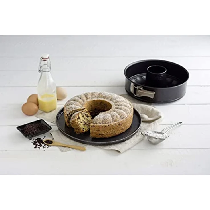Zenker Springform Flach- und Rohrboden Ø 28 cm Backform mit 2 Böden, Profi-Kuchenformen-Set, mit hochwertiger Antihaftbeschichtung, einfaches Entformen für saftige Kuchen und Torten, Menge: 1 Stück – Bild 3