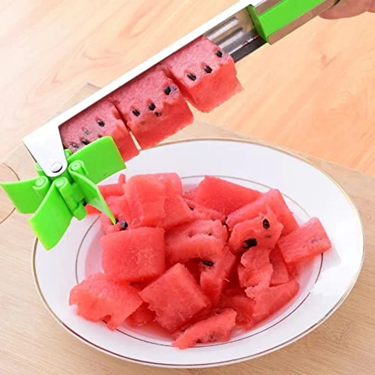 MELONY Wassermelonen Schneider Melonenschneider Melonen Messer Obstmesser Wassermelonenschneider und Portionierer – Bild 2