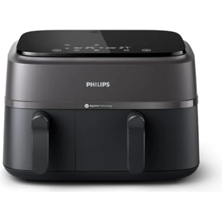 Philips Dual Basket Airfryer 3000-Serie, 9L, 2 Schubladen, Rapid Air Technologie, HomeID-App, 90% Weniger Fett, Energiesparend – Bild 1