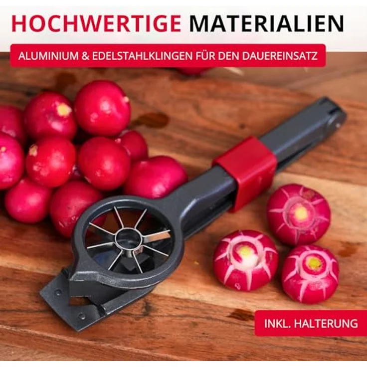 WESTMARK Radieschenverzierer Decoretto Black Edition, ergonomischer Gemüseschneider mit extra-scharfen Edelstahlklingen, Anthrazit – Bild 6