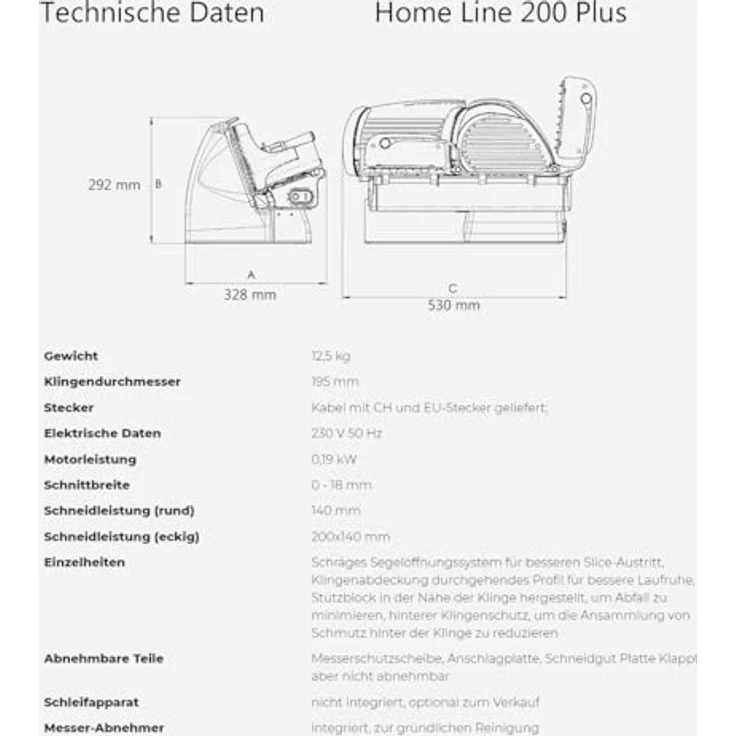 Berkel Aufschnittmaschine Home Line 200 Plus in rot - Küchenschneidemaschine mit 19,5 cm Klingendurchmesser und handgefertigtem Fassholzbrett - Sonderangebot – Bild 5