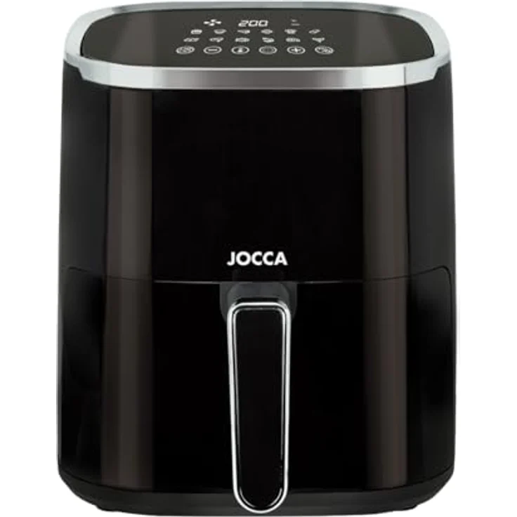JOCCA Heißluftfritteuse 5L, ölfreie Fritteuse 1450W mit LED Touch Screen, einstellbarer Temperatur und 8 voreingestellten Programmen (Schwarz) – Bild 1