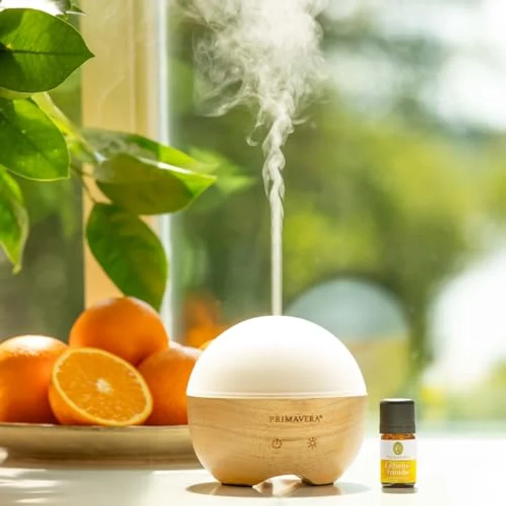 Primavera Aroma Vernebler Woody, Ultrasonic Diffuser aus Glas und Holz mit 7 Farben, für Räume bis 30 m², 120 ml Wassertank, automatischer Abschaltung – Bild 3