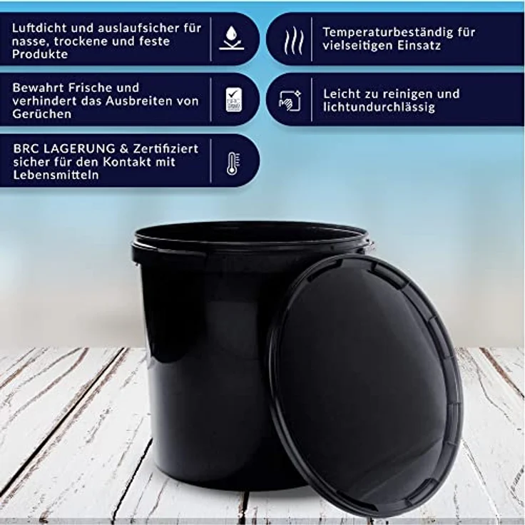 BenBow Eimer mit Deckel 30L 10er Set Schwarz BSR-, Luftdicht, Lebensmittelecht, BRC-, auslaufsicher – Bild 5