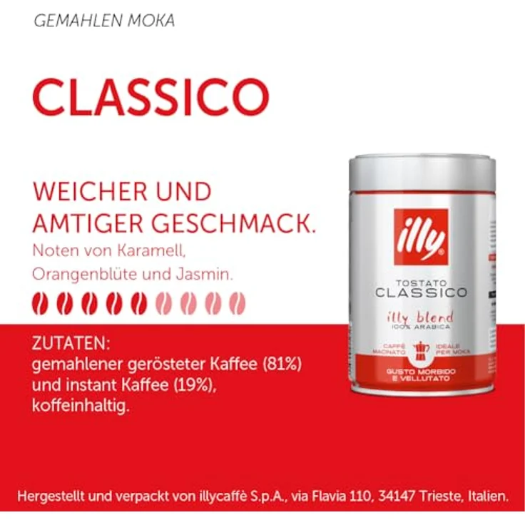 illy Kaffee, Gemahlener Mokka-Kaffee Classico, klassische Röstung - 1 Dose zu 250 g – Bild 3