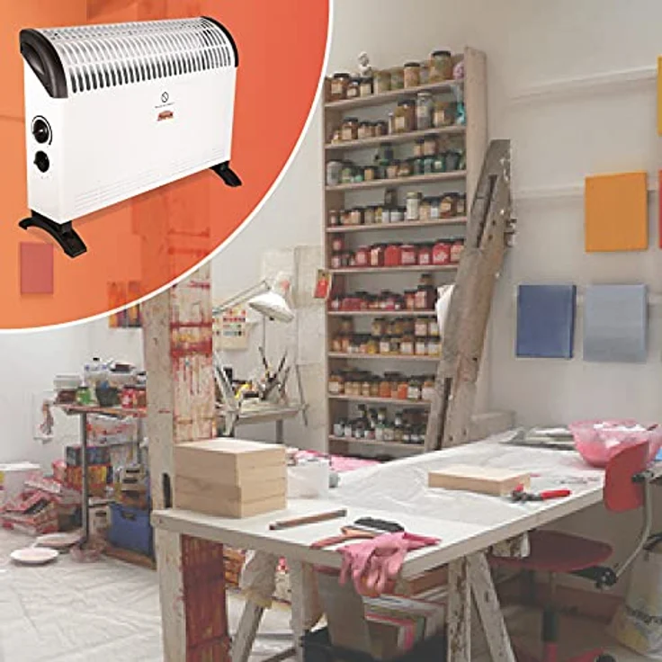 Mauk Heizlüfter Elektroheizung 3 Stufen Konvektor Heizgerät mit Tragegriff & Thermostat Camping Heizer 750/1250/2000 Watt Weiß elektrisch – Bild 4