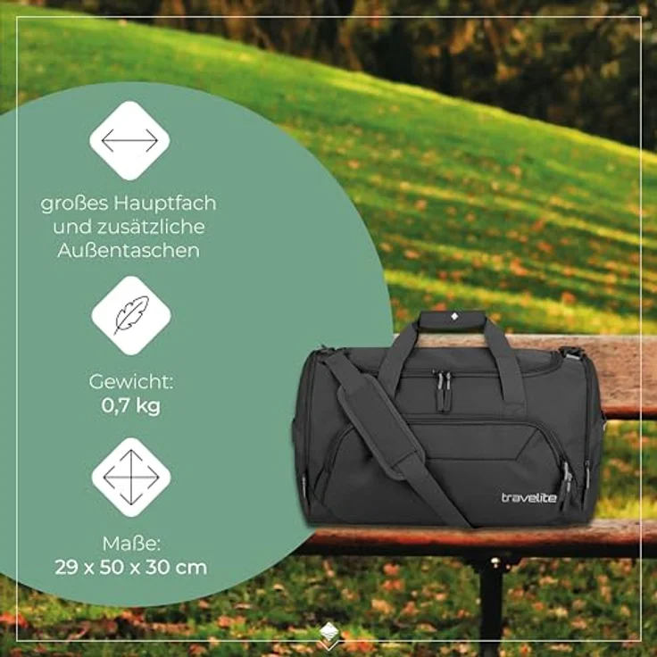 Travelite Kick Off Weekender Reisetasche, 50 cm, schwarz, 100% Polyester – Bild 4
