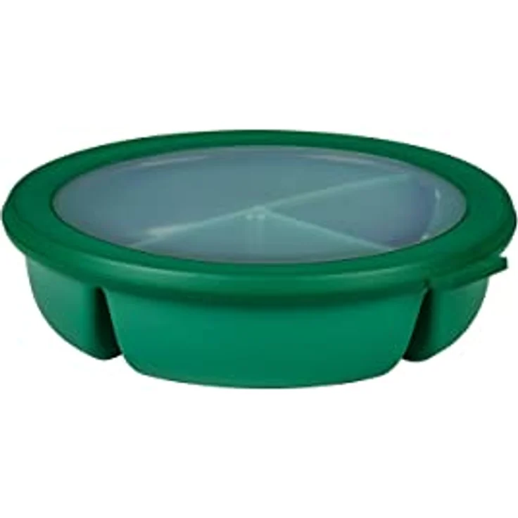 Mepal – Bento-Schüssel, Multischale mit 3 Fächern, rund Cirqula – Frischhaltedose luftdicht – Mahlzeiten getrennt aufbewahren – Meal-Prep-Boxen & Vorratsdosen – 250 ml, 250 ml & 500 ml – Vivid green – Bild 1