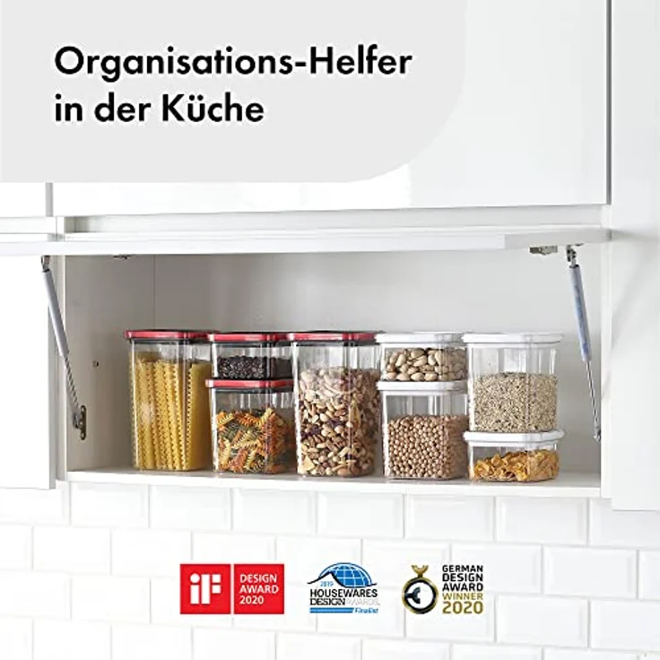 Neoflam® Vorratsdosen mit Deckel luftdicht & Einhanddrehverschluss | Aufbewahrungsbox Küche | BPA frei | 4x 0.55L - weiß – Bild 5