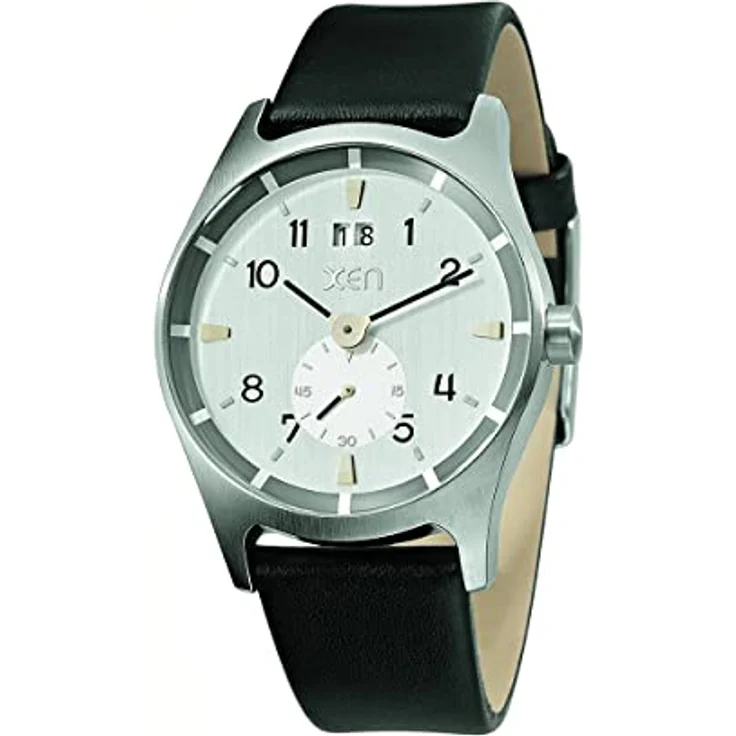 XEN Quarzuhr XQ0212 Herrenuhr schwarz/silber mit Großdatumanzeige und sekundenanzeiger – Bild 2