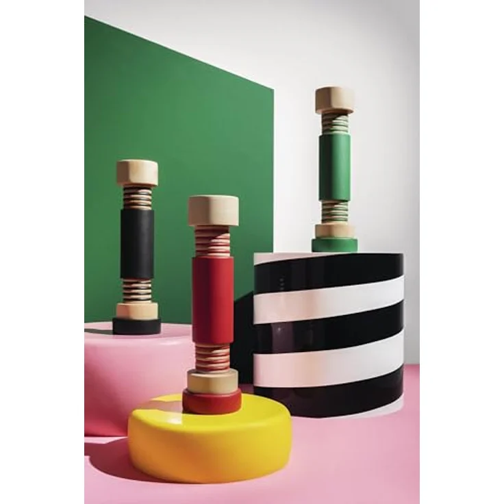 Alessi Twergi MP0215 1 - Salz-, Pfeffer- und Gewürzmühle, Buchenholzkörper, Keramikmahlwerk, Natur und Rot – Bild 3