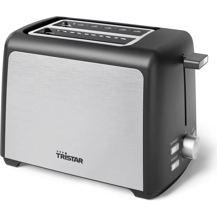 Tristar Haushaltsgeräte TriStar Toaster Edelstahl (BR-1058) - Kompakter Toaster mit Brötchenaufsatz und Abbruchfunktion, schwarz