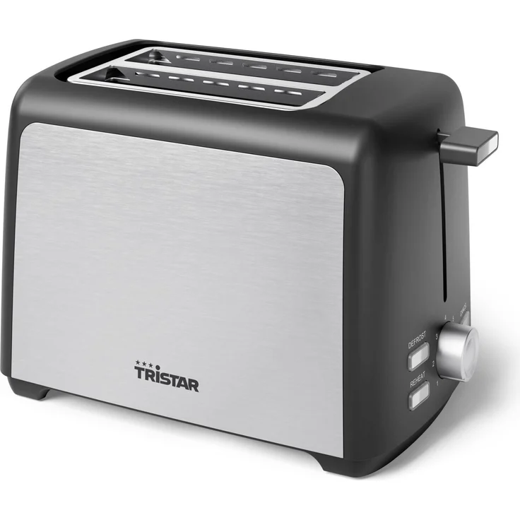 Tristar Haushaltsgeräte TriStar Toaster Edelstahl (BR-1058) - Kompakter Toaster mit Brötchenaufsatz und Abbruchfunktion, schwarz