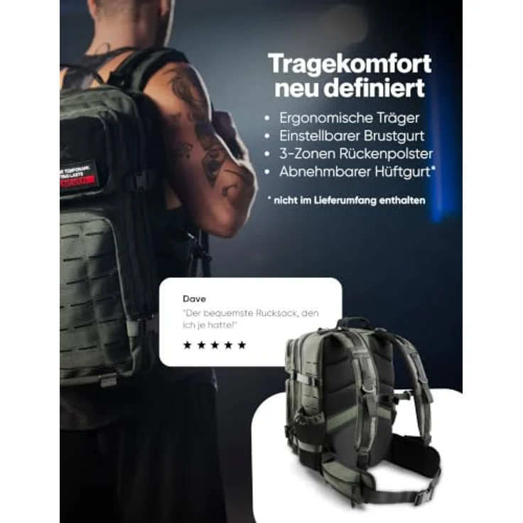 RUGSAK Alpha 45L Rucksack Steel Gray – Wasserabweisend, 18-Zoll Laptopfach, Ergonomisch, Reise, Alltag & Outdoor – Bild 2