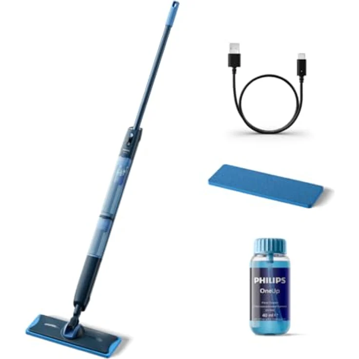 Philips OneUp 5000 Serie Elektrischer Wischmopp - 2X sauberere Böden², 2X schnelleres Wischen, Zwei Feuchtigkeitseinstellungen für Harte & empfindliche Böden, Kabellos mit 360° Drehgelenk (XV5113/01) – Bild 1