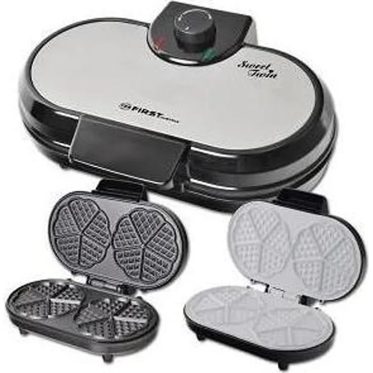 First 5305-2-WI, Waffeleisen für herzförmige Waffeln, 1000 Watt, Schwarz und Silber