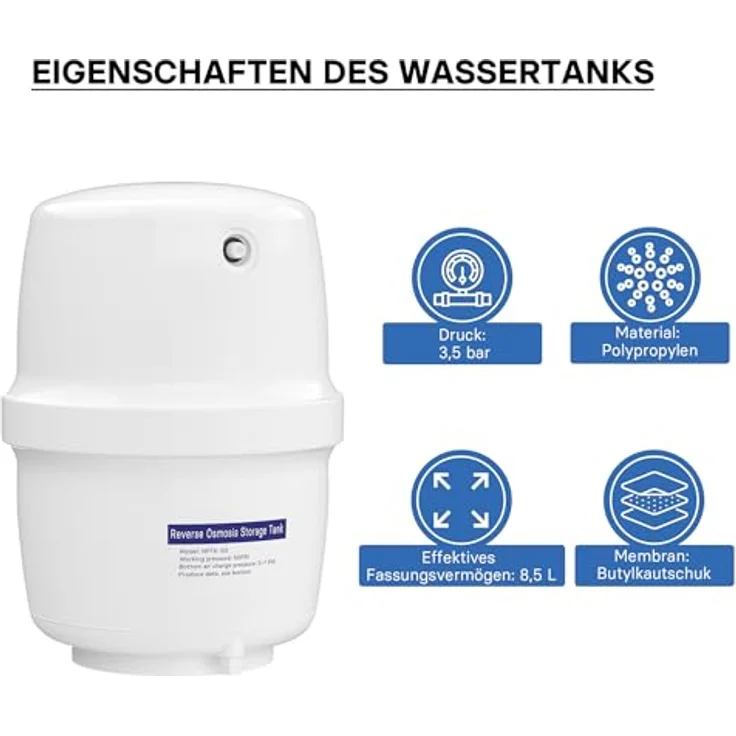 naturewater 3 G Wassertank (11,35 L) für Umkehrosmose Wasser, lebensmittelechter Vorratsbehälter mit Butylkautschuk-Membran – Bild 3