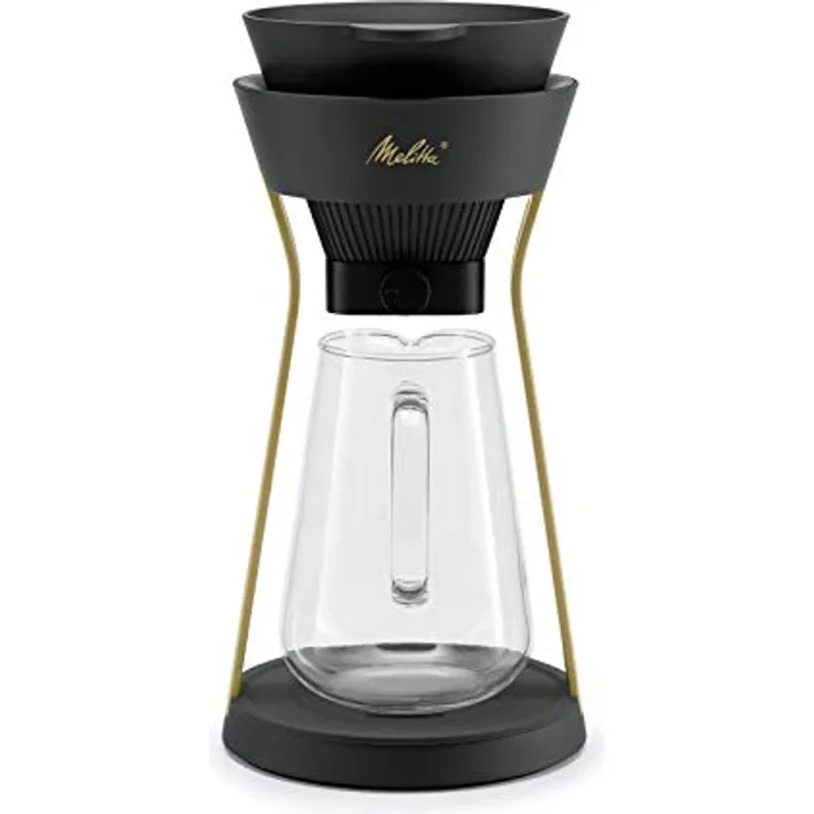 Melitta Momentum AMANO Kaffeebereiter, schwarz-gold mit Filterverschluss und Tropfschutz