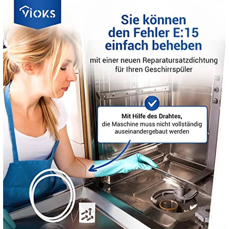 VIOKS Reparatursatz Pumpentopf Dichtung 12005744 für Spülmaschine Bosch/Neff/Pumpentopfdichtung Siemens/Constructa- Ø 182mm Siemens Pumpentopfdichtung/Bosch Silence Plus Ersatzteile bei Fehler E15 – Bild 3
