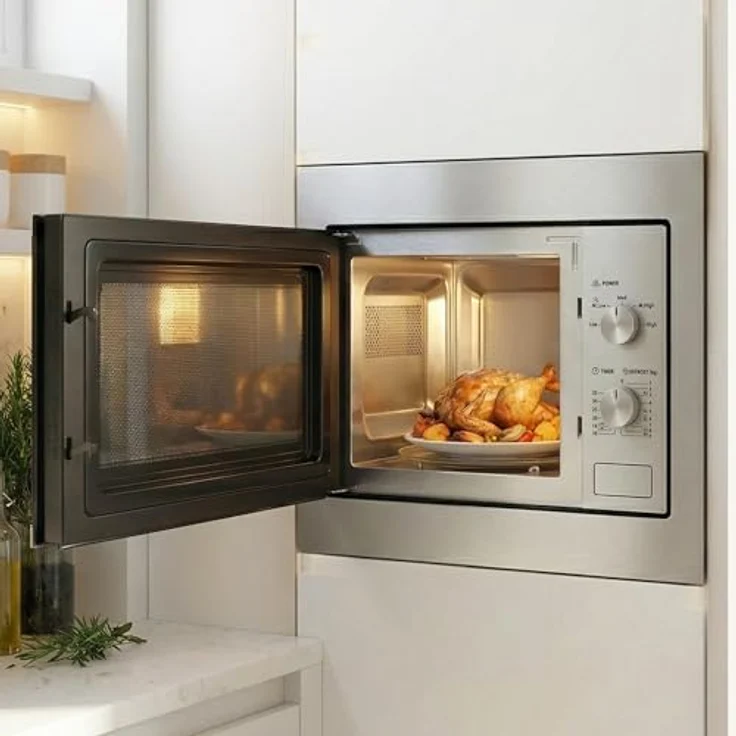 Heinner HMW-MDBI20MIX Einbau-Mikrowelle 20L, 800W, 5 Stufen, Auftauen, Schwarz/Silber – Bild 7