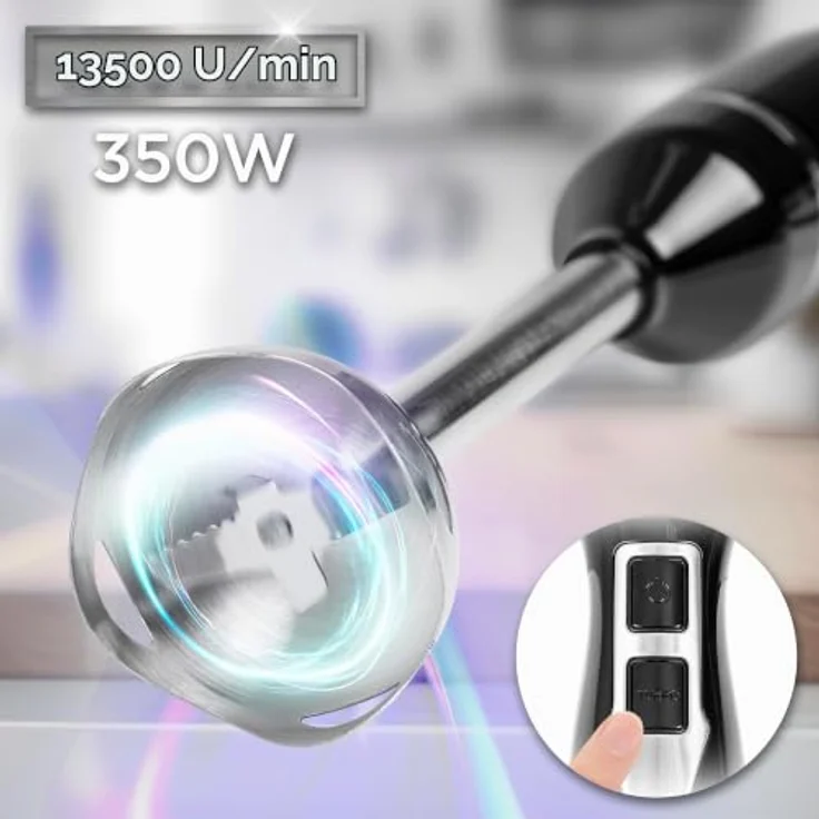 Duronic HB35B Stabmixer, elektrischer Pürierstab 350W, Edelstahl, ergonomischer Handrührgerät für Babynahrung, Smoothies, Suppen, Püree, Sauce – Bild 2