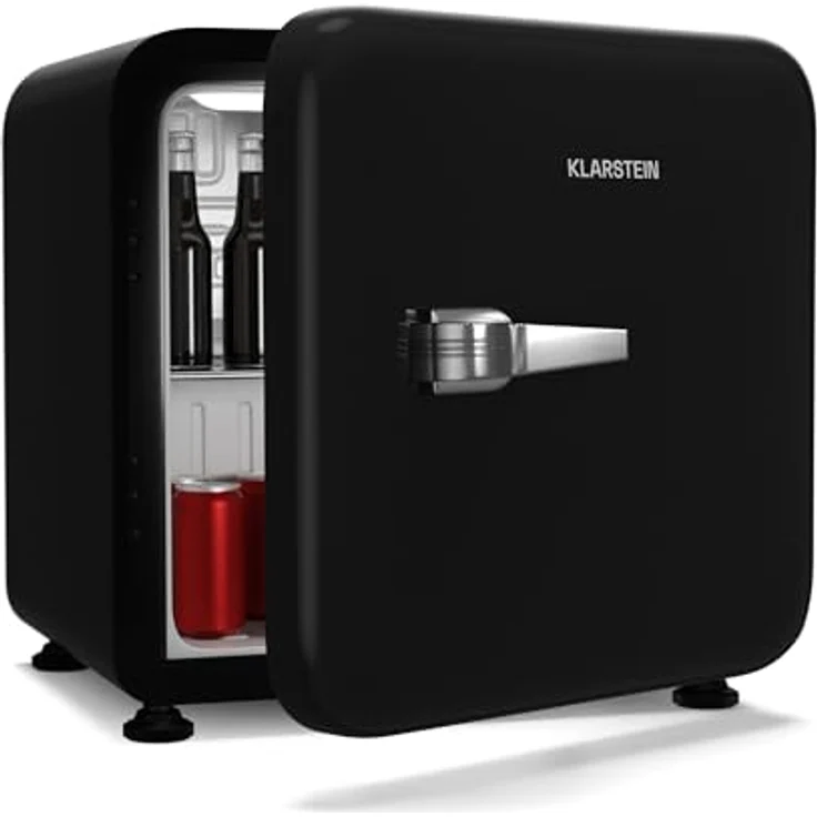 Klarstein Audrey Evo Mini Kühlschrank, 43 Liter Kapazität, leises Retro-Design, 49,5 cm hoch, reversible Tür, Schwarz – Bild 1