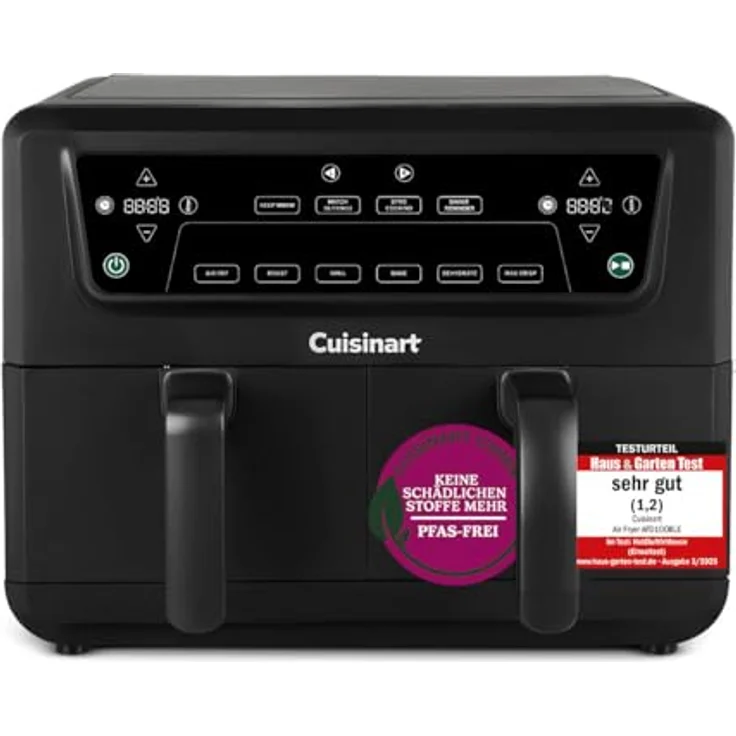 Cuisinart XXL 10.4L Zweizonen-Heißluftfritteuse| PFAS Frei | Chemiekalien frei| 6-IN-1-Kochfunktionen | 2 Kammern| 2 x 5.2L - 8+ Portionen| Spülmaschinenfeste Teile – Bild 2