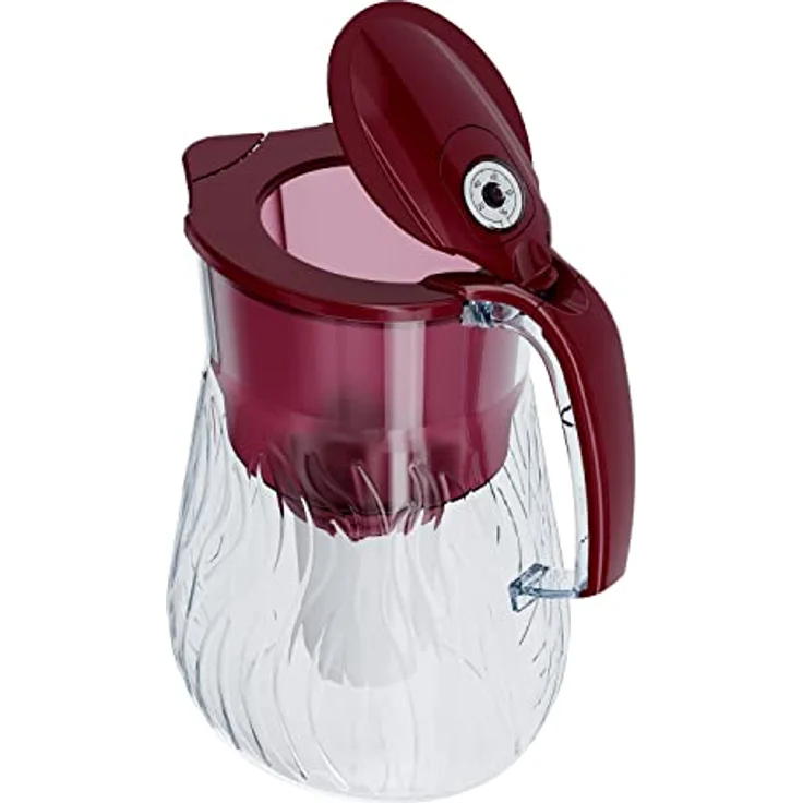 Aquaphor Orlean Filterkanne, 4,2 Liter Wasserfilter aus hochwertigem Glas mit mechanischem Filterindikator, Kirschrot – Bild 4