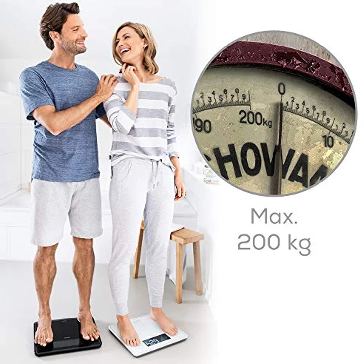 Beurer GS 400 white Signature Line Glas, Personenwaage, mit großer Trittfläche aus super weißem Sicherheitsglas, stylischer Schwarz, Display im XL, Format und Tragkraft bis 200 kg – Bild 5