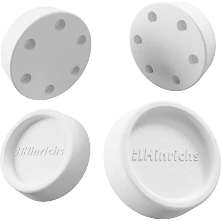 Hinrichs 4er Set Schwingungsdämpfer rund, weiß - Antivibrationsfüße für Waschmaschinen, rutschfest und geräuschhemmend, Ø 4,5/6,5 cm