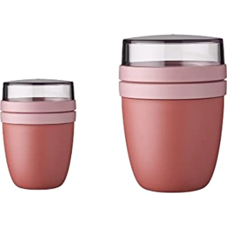Mepal Lunchpot Ellipse Duo Pack - Praktischer To Go Becher, geeignet für Tiefkühler, Mikrowelle & Spülmaschine - 300 & 500 ml - Vivid Mauve – Bild 1