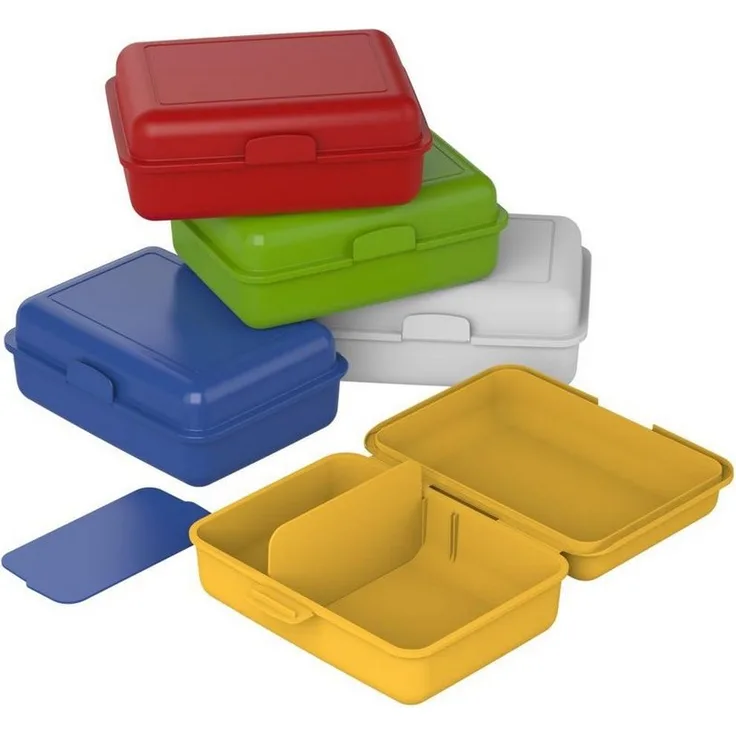elasto Lunchbox "Pausen-Box" 1400ml, Brotdose mit Klickverschluss und Trennwand, Made in Germany, viele Farben erhältlich