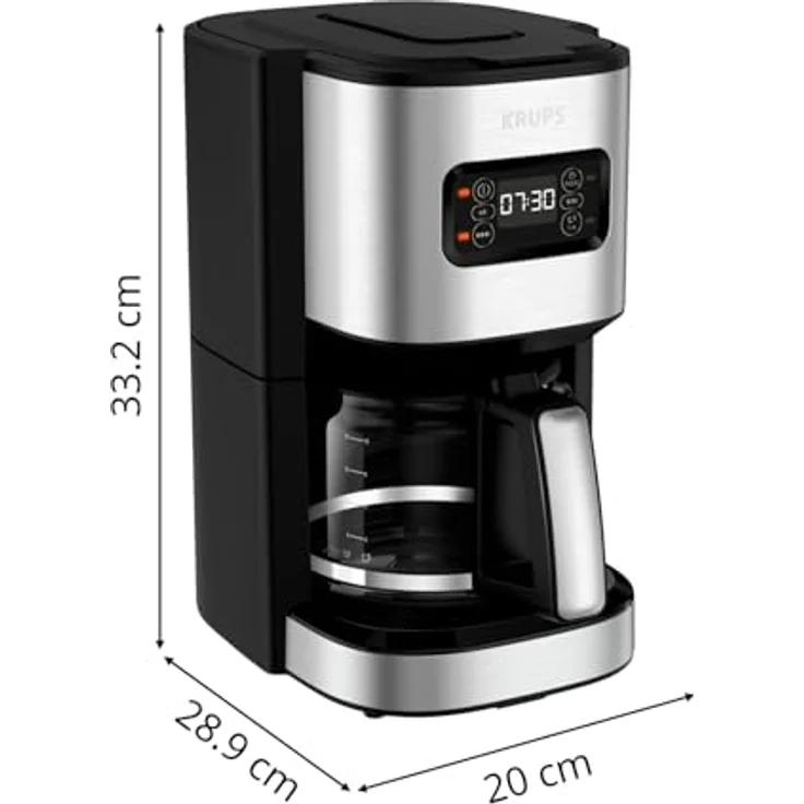 Krups Excellence Kaffeemaschine, 1,25 l, programmierbar, 24 Stunden-Wählfunktion, 1 ? 4 Tassen, Auto-Off, nach 30 Minuten, Tropfschutz, KM480D10, gebürsteter Edelstahl – Bild 4