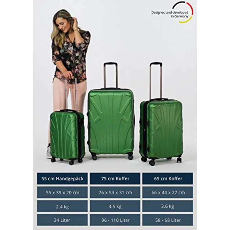 Suitline - Hartschalen-Koffer Koffer Trolley Rollkoffer Reisekoffer 4 Rollen TSA 100% ABS, 76 cm, 86 L – Bild 7