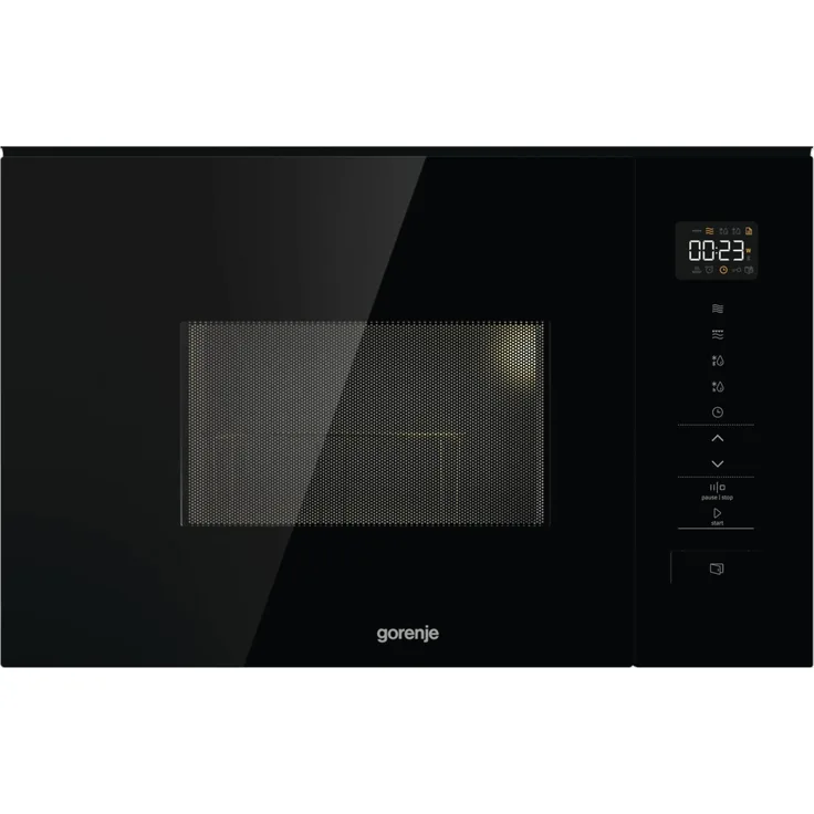 Gorenje BM201SG3BG, Mikrowelle mit AquaClean-Programm, Grillfunktion und Edelstahl-Innenraum, Schwarz