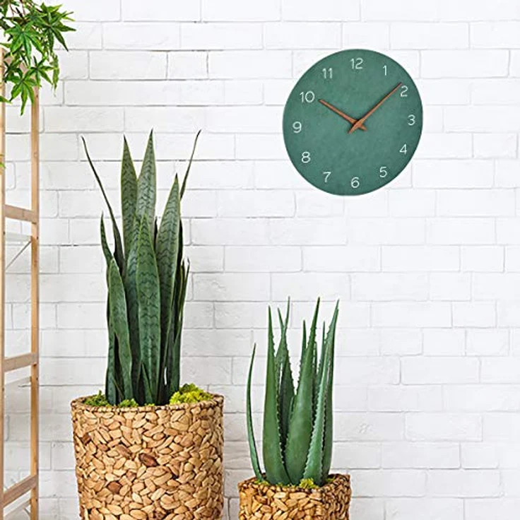 TFA Dostmann Wanduhr analog, 60.3054.04, in Holz-Optik, Quarzuhrwerk mit langer Batterielaufzeit, jadegrün, MDF Holzfaser, (L) 297 x (B) 45 x (H) 297 mm – Bild 2