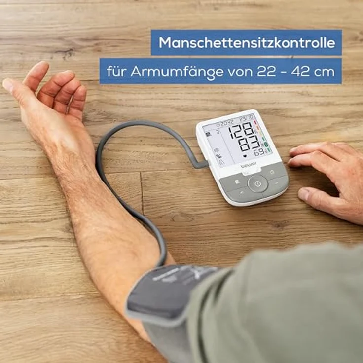 Beurer BM 53 Oberarm-Blutdruckmessgerät, klinisch validiert, Erkennung von Vorhofflimmern (AFib) zur Schlaganfallprävention, mit Risikoindikator, für Armumfänge von 22-42 cm, beleuchtetes XL-Display – Bild 5