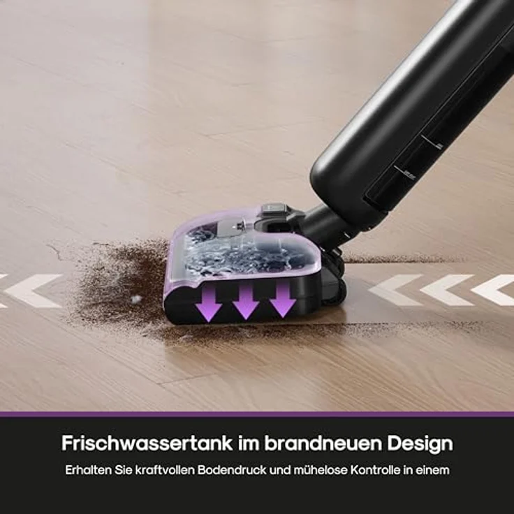Eureka FloorShine 460, Kabelloser Nass Trockensauger mit Wischfunktion, 180° Flachdesign, 17000 Pa, 30 min Laufzeit für harte Böden – Bild 3