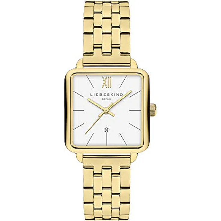 Liebeskind Berlin Armbanduhr LT-0177-MQ IP gold, Damenuhr mit extra-flachem Gehäuse und hochwertigem Edelstahlarmband